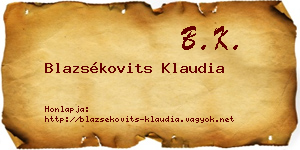 Blazsékovits Klaudia névjegykártya